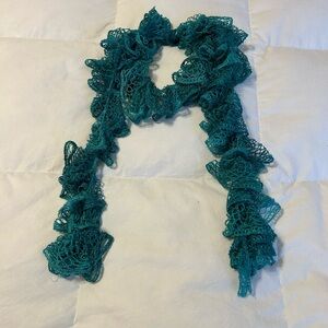 Elegant Teal Lace Skinny Scarf
